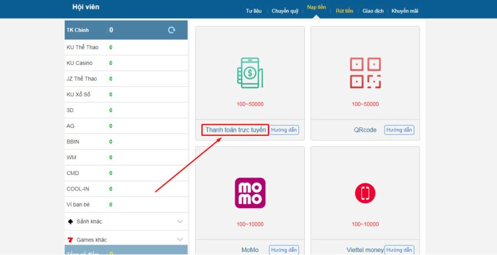 Nạp tiền Kubet thiết kế quy trình đơn giản