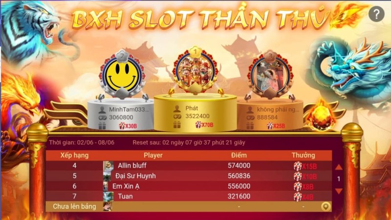 Trò quay hũ trực tuyến này lấy cảm hứng từ 4 loại linh thú huyền thoại
